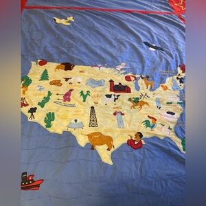 Land of Nod United States Twin Appliqué Duvet Cover Blanket Blue